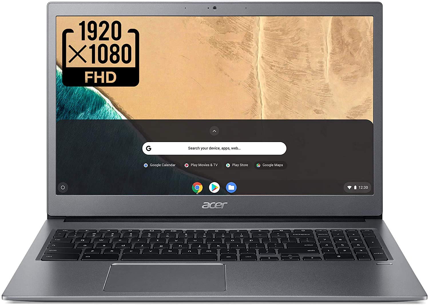 Acer Chromebook 715, Intel Core i3-8130U, 15.6 Full-HD 1080p Screen, 4GB DDR4, 128GB eMMC - CB715-1W-35ZK, Steel Gray