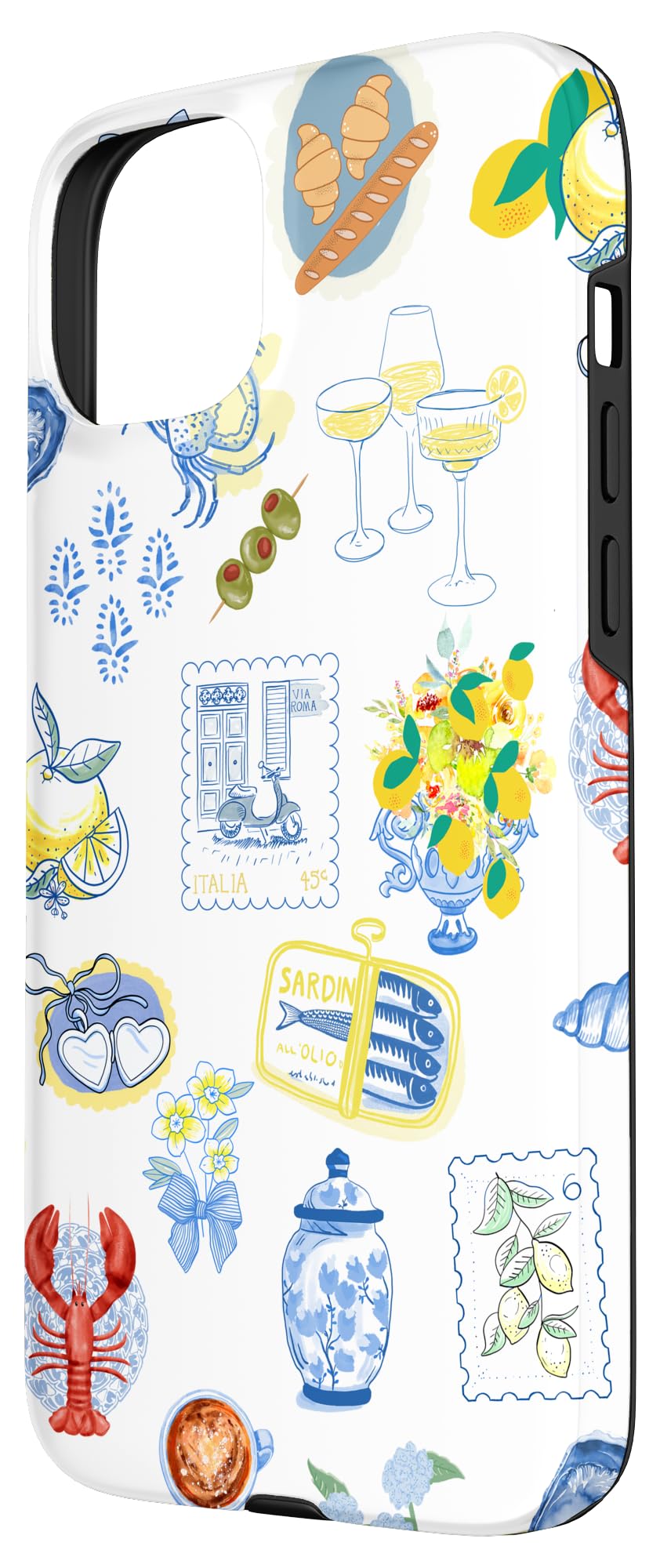 Italian Coastal Lemons And Sardines Rome Cocktails Case For Iphone 15 Plus