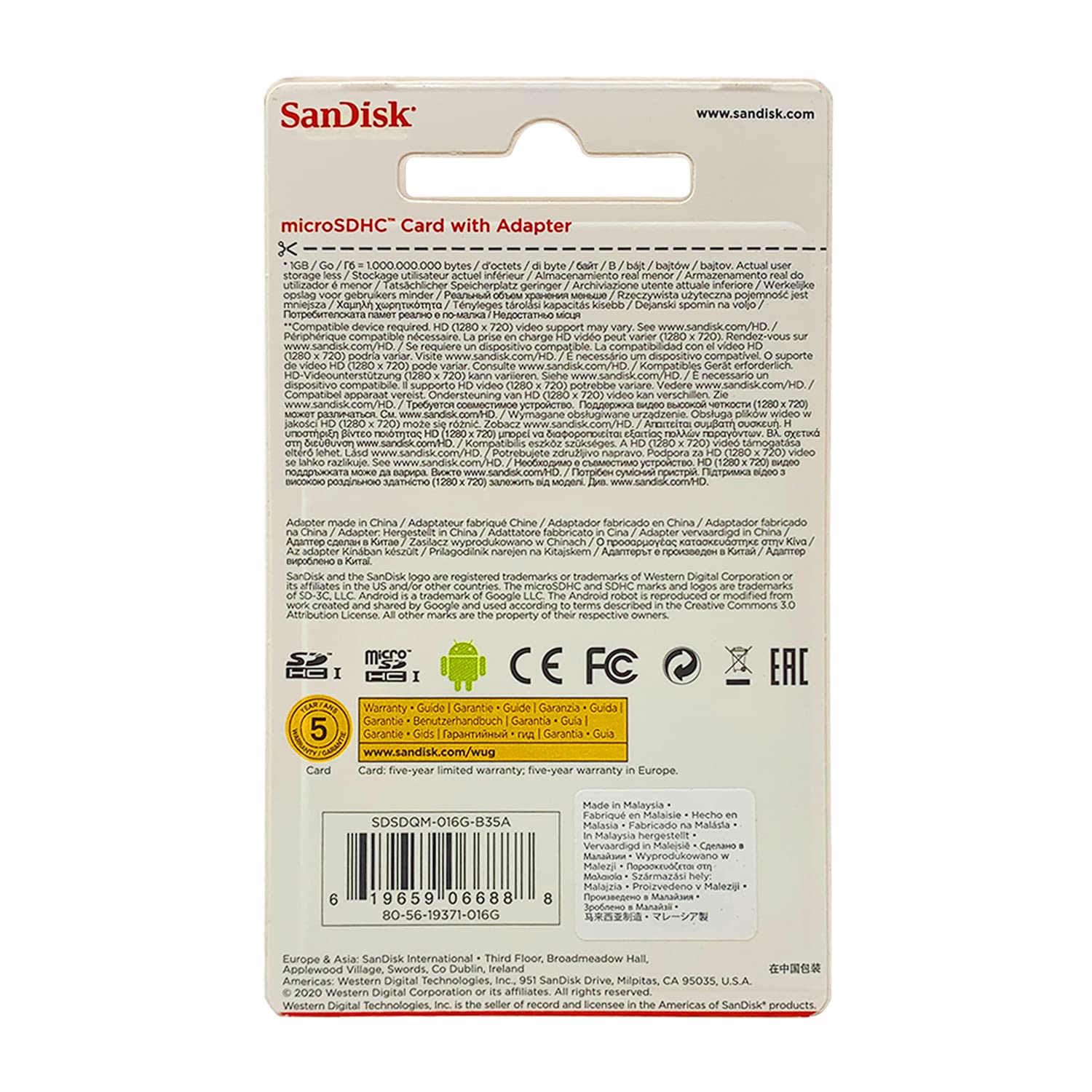 Sandisk 16Gb Microsdhc Memory Card