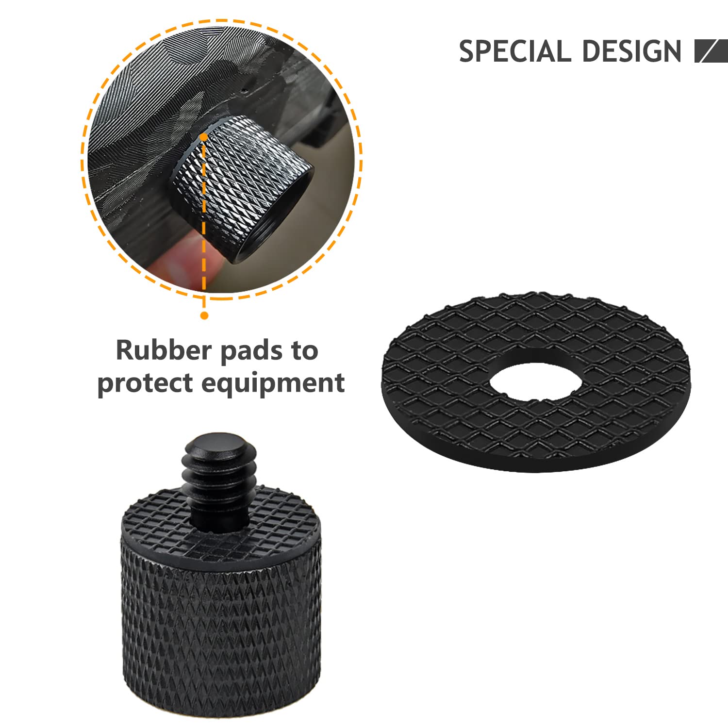 8 Pieces Camera Screw Adapter Thread 1/4' Male To 3/8' Female And 3/8' Male To 1/4' Female Adapter With Rubber Pad For Camera Monitor, Tripod, Mount