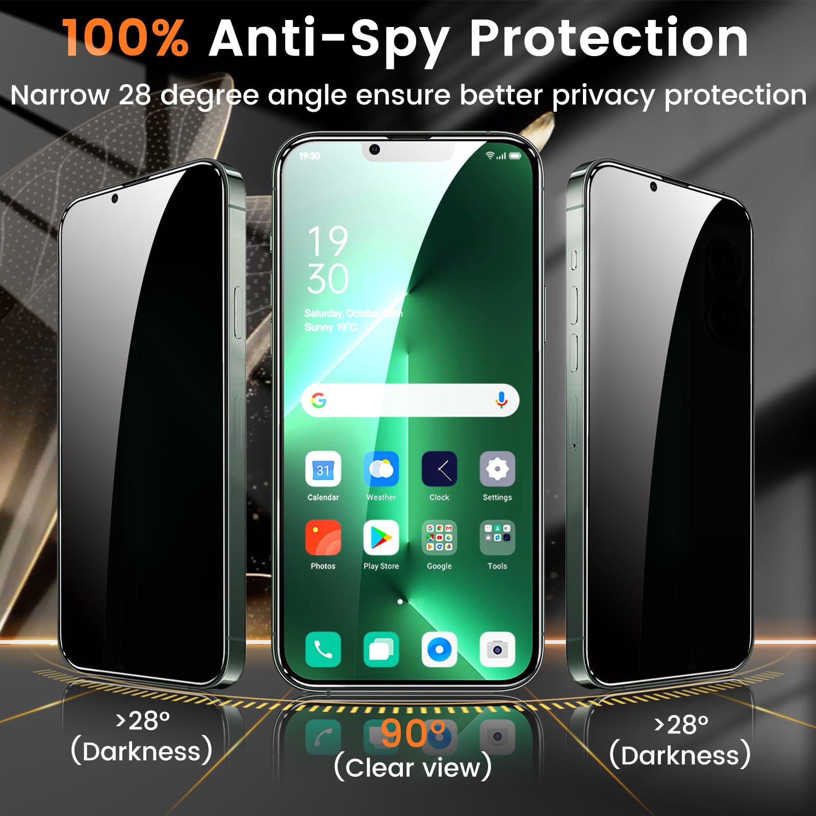 Lesakit 3+3 Pack Privacy Screen Protector For Iphone 13 Pro Max 6.7 Inch With 3 Pack Camera Lens Protector, Anti Spy Tempered Gl