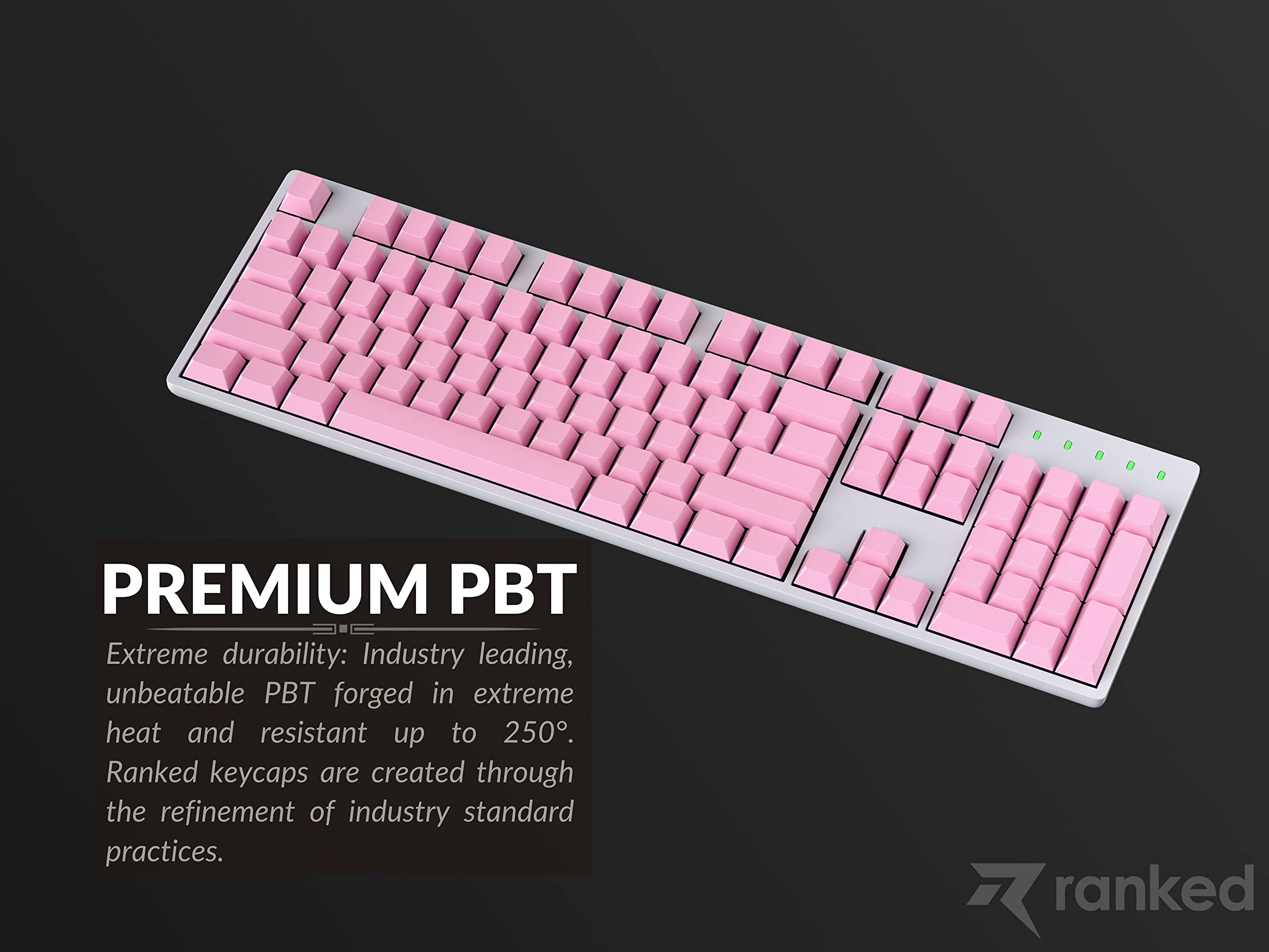 Ranked Blank Premium Keycap Set | 1.4 Mm Thick Pbt | Cherry Profile For Mechanical Keyboard (Prism Pink, 139 Keys)