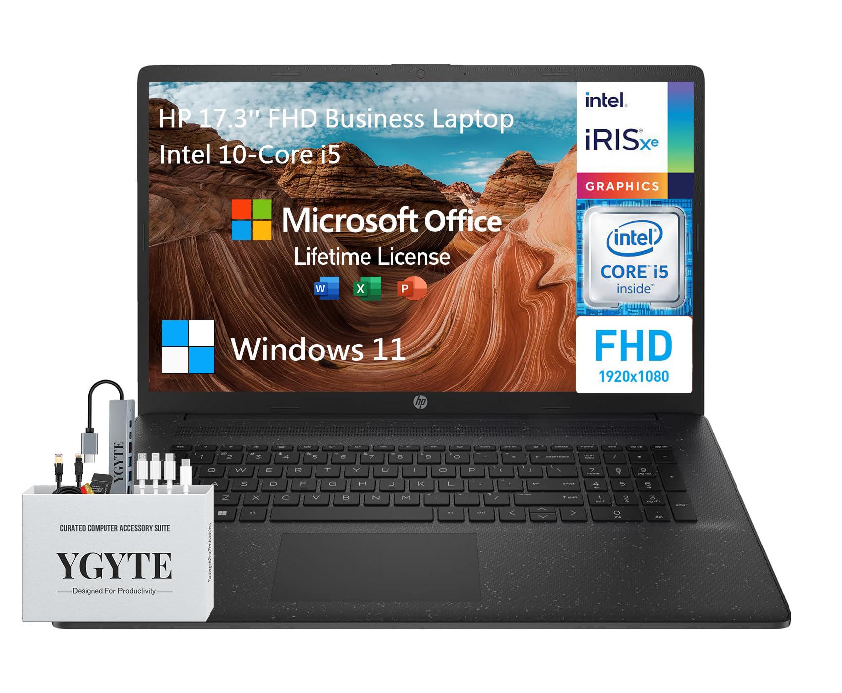 Hp 17 Inch Laptop Computer, Fhd Ips 17.3 Laptop Pc, Intel Core I5 (10-Cores), 16Gb Ram, 512Gb Ssd+512Gb Docking Set, Lifetime Mi