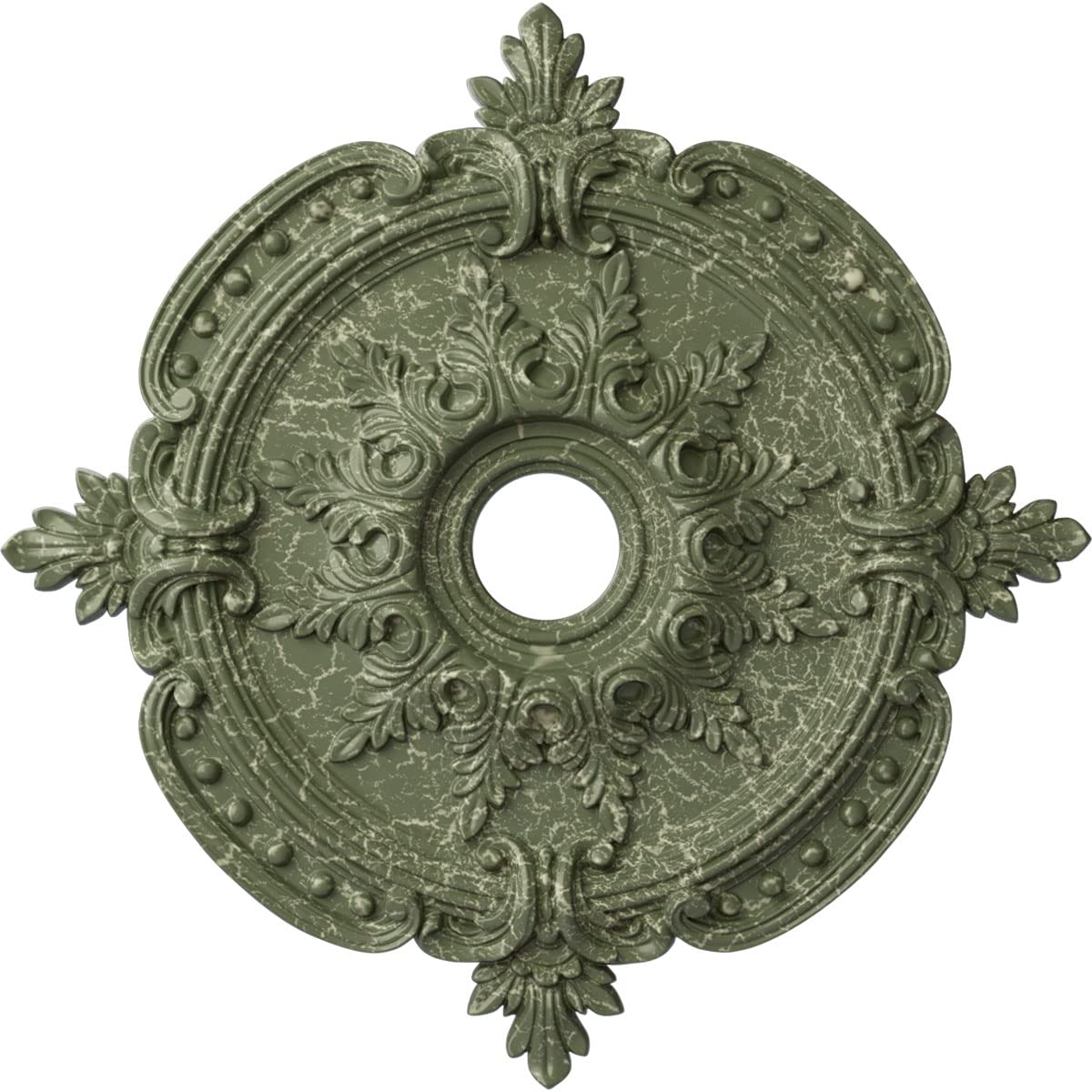 Ekena Millwork CM28BEAGC Benson Classic Ceiling Medallion, 28-3/8 x 4-1/2 x 1-5/8, Athenian Green Crackle