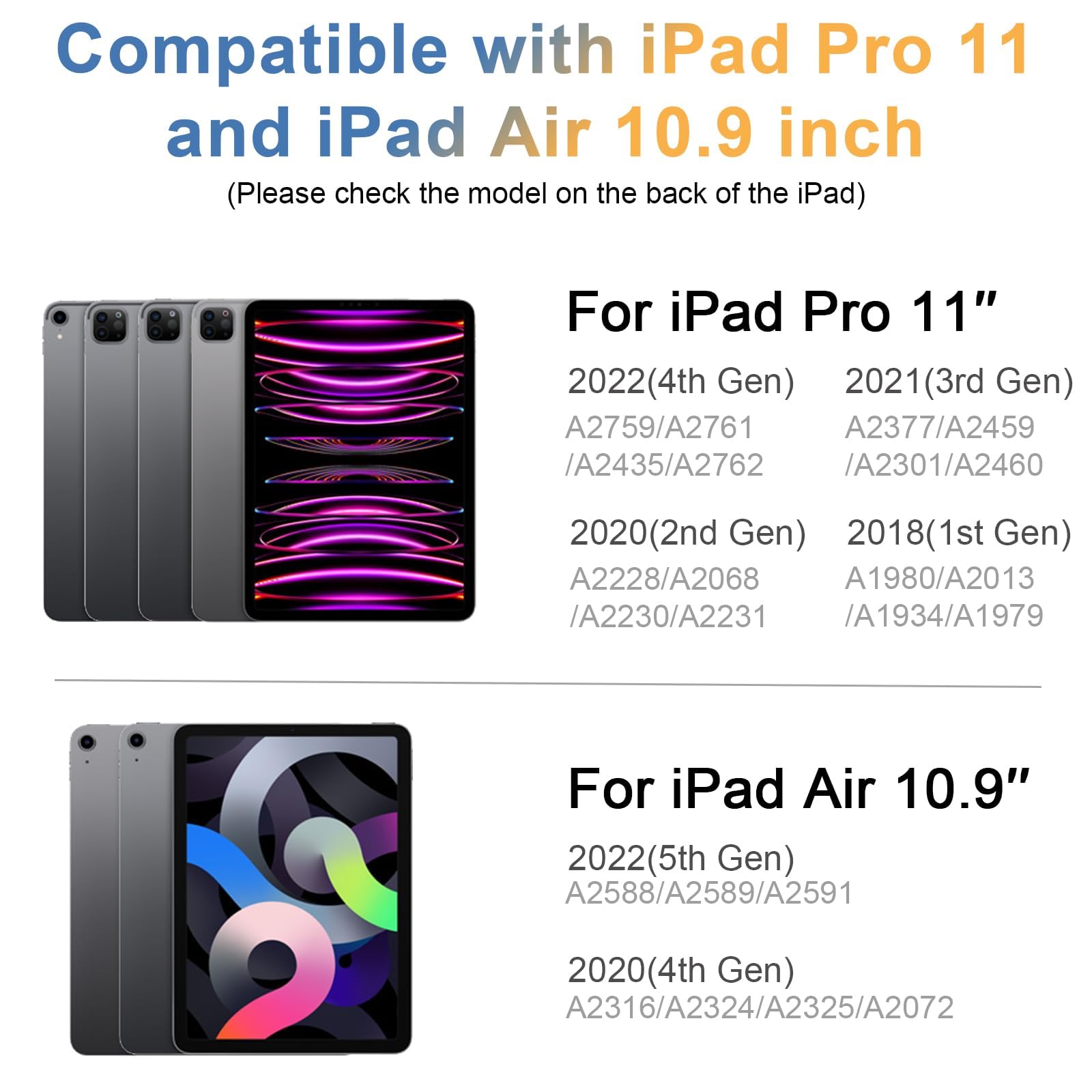 Ipad Keyboard Case For Ipad Air 11 Inch (M2) 2024, Magic Keyboard For Ipad Pro 11 Inch (4Th/3Rd/2Nd/1St), Ipad Case With Keyboar