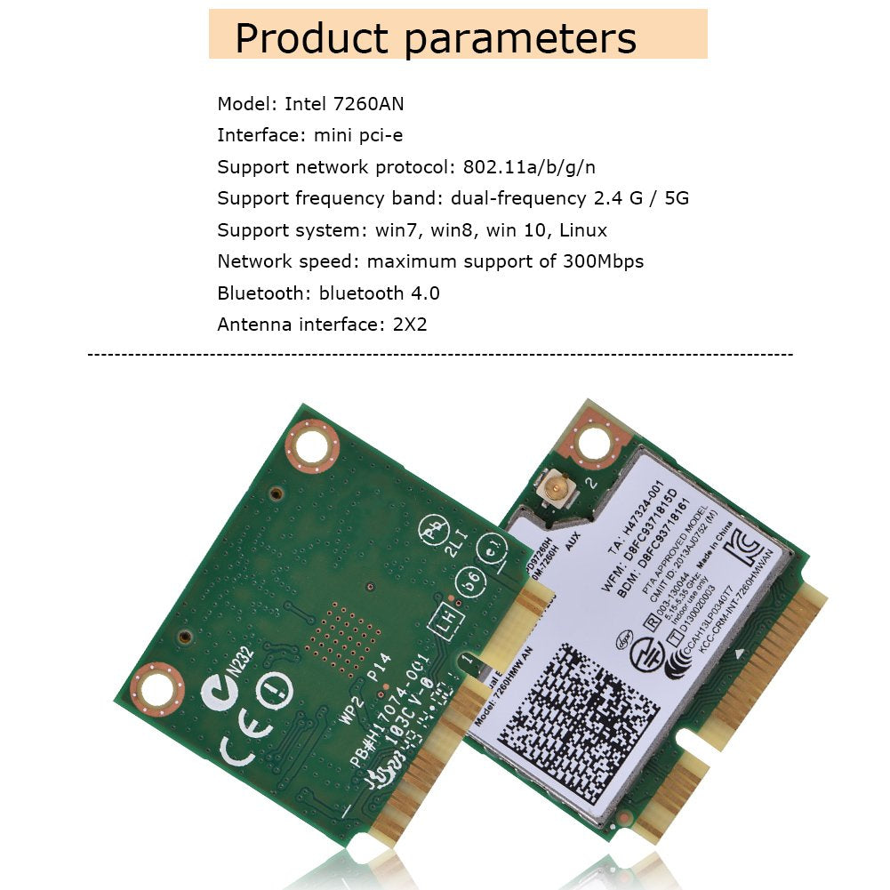 7260Hmw Dualband Wireless Wifi Card With Bluetooth 4.0, Mini Pci E Network Card For Desktop,All In One Machine, Notebook, Advert