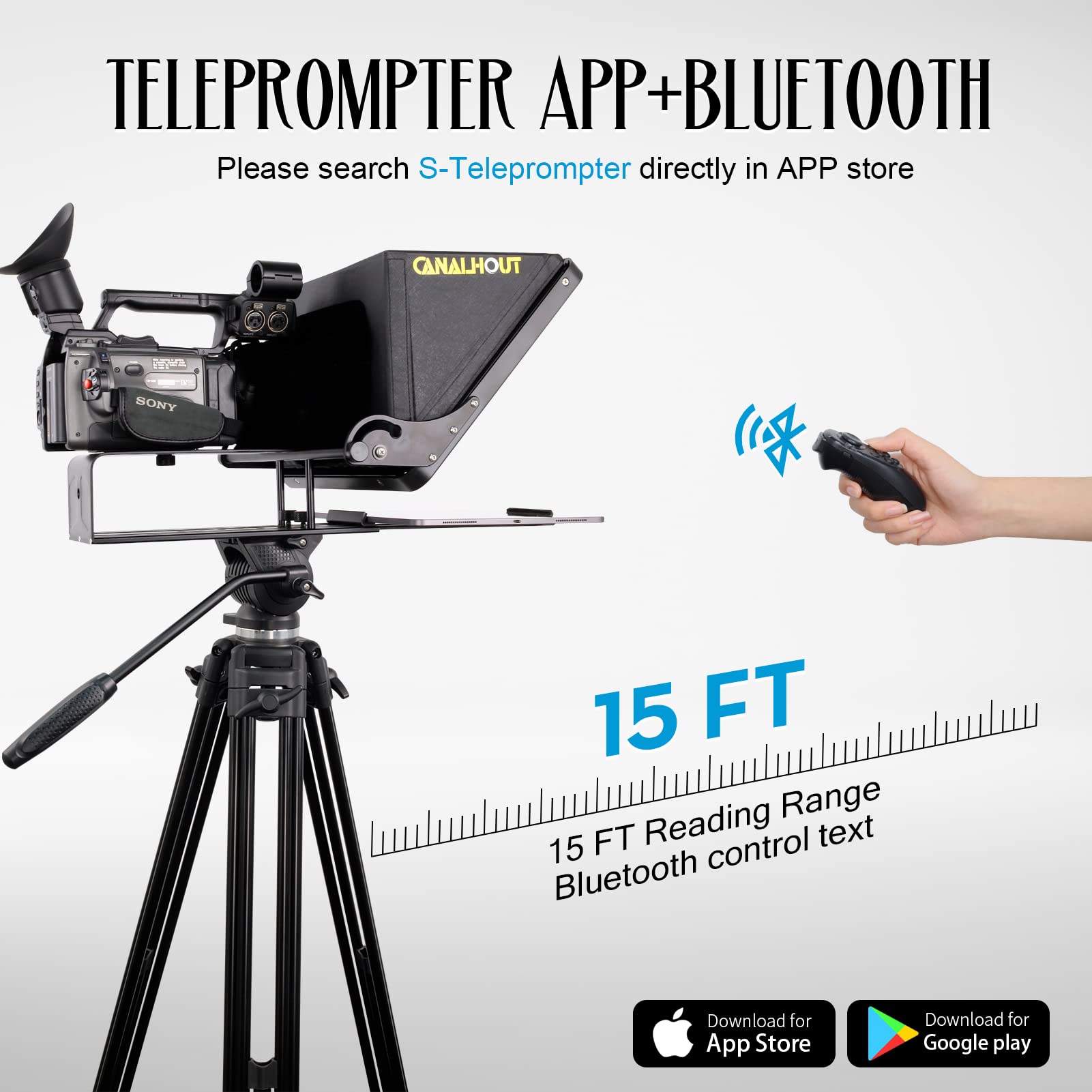 Canalhout 16 Universal Teleprompter With Remote Control, Fit All Tabletsipad, Video Cameradslr, Pre Assembled, 7030 Beam Splitti
