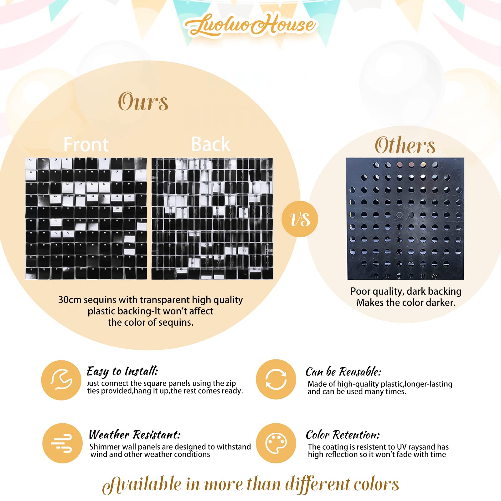 Shimmer Wall Panel Sequin Wall Backdrop Halloween Backdrop Black Backdrop 24 Packs Glitter Bling Background For Bachelorette Par