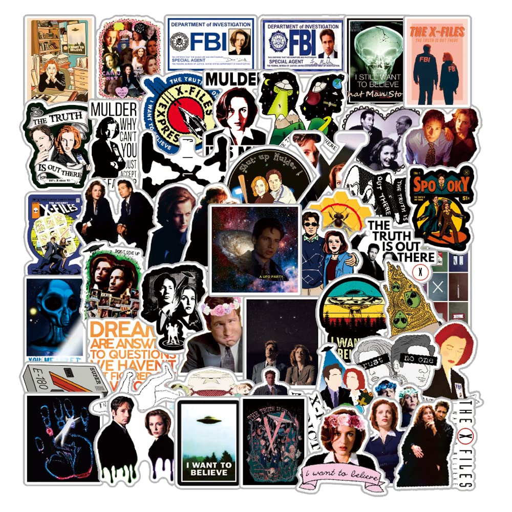 50Pcs The X Files Stickers Pack | Classic Suspense Sci Fi Tv Series Vinyl Waterproof Cool Decal For Kids Teens Adults Computer P