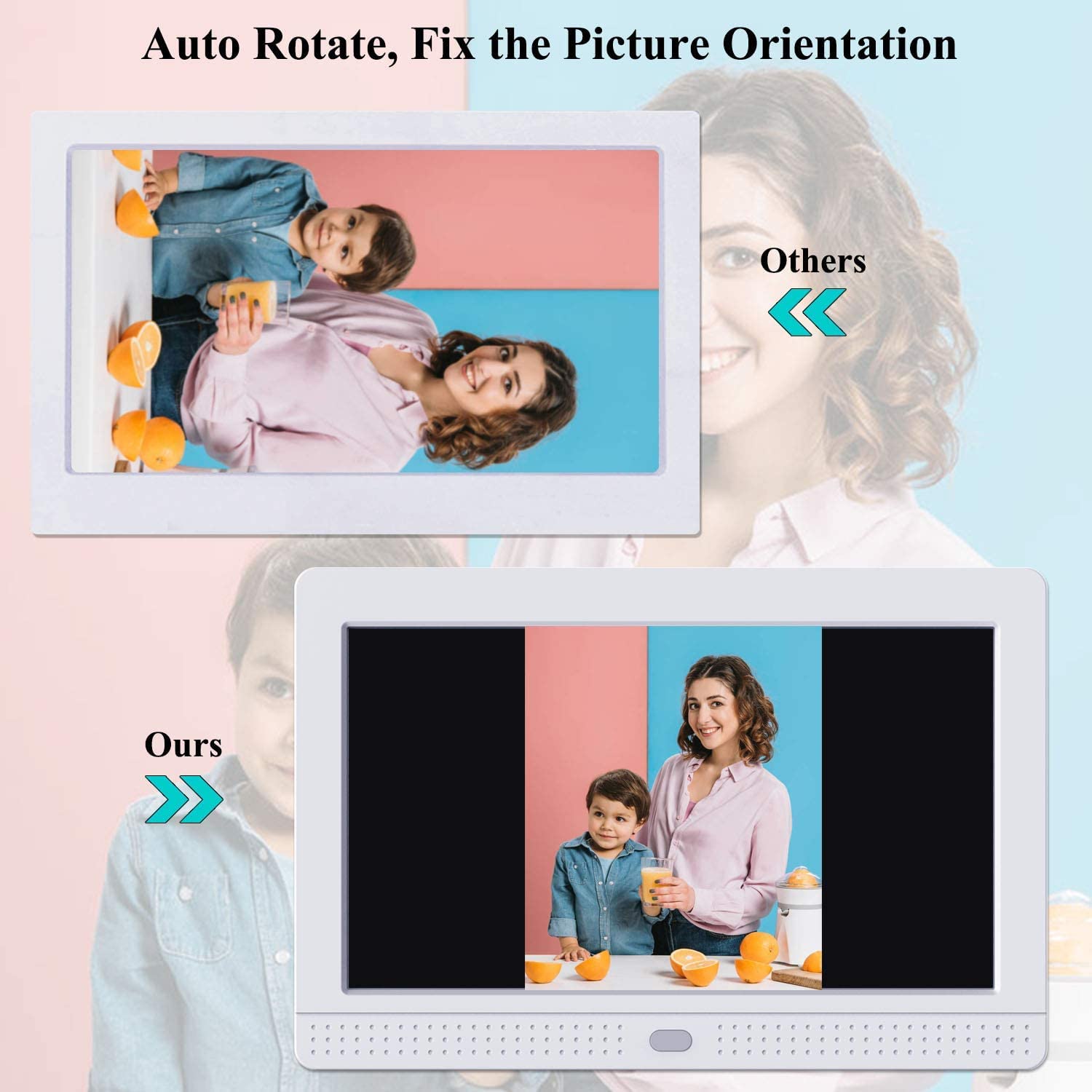 1280X800 Digital Photo Frame 16:9 Ips Screen Photo Auto Rotate, Background Music, Support 1080P Videos, Auto On/Off, Calendar, A