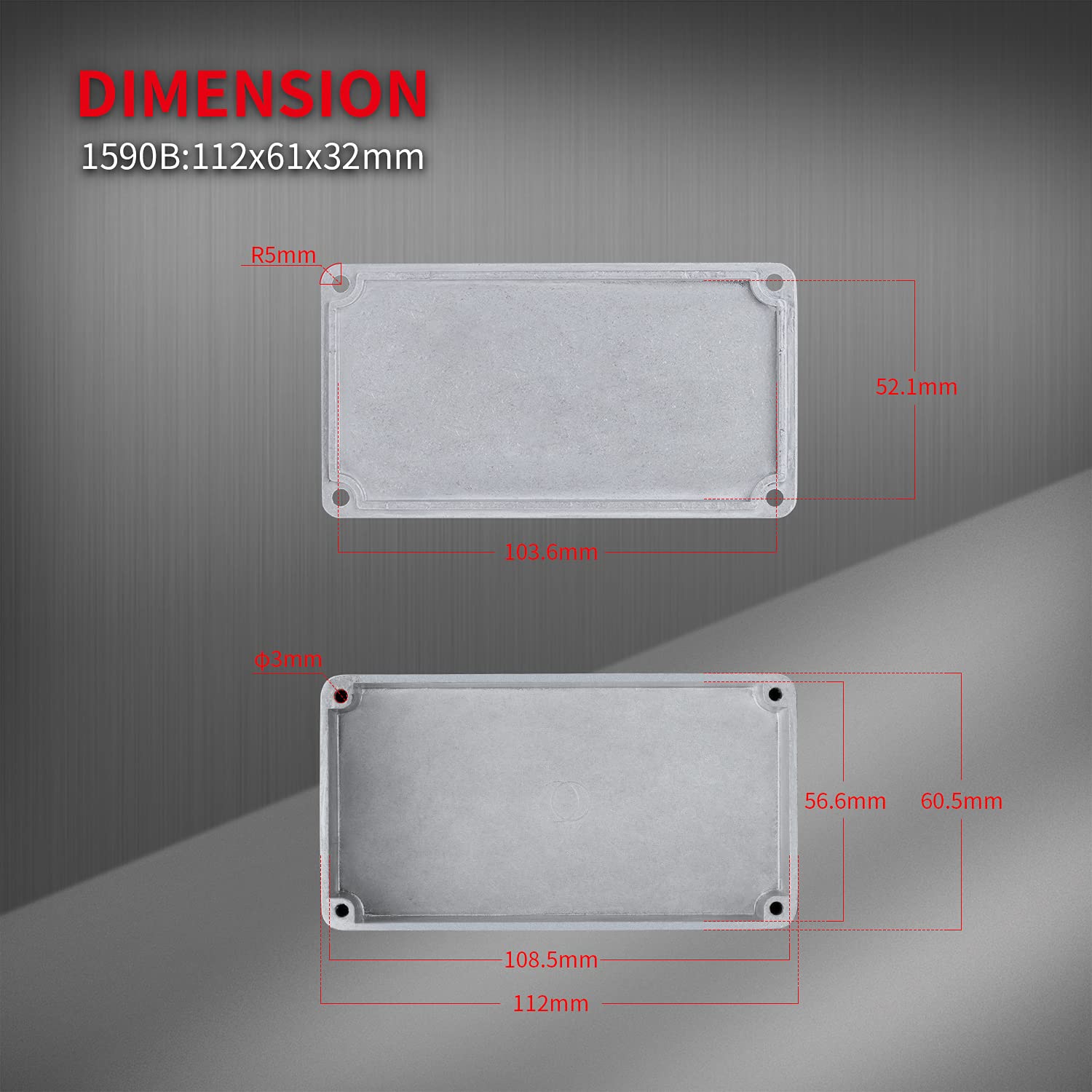 Daiertek 1590B Stomp Box Guitar Pedal Enclosure 112X61X32 Mm Aluminum Guitar Pedal Box Diecast Stomp Box Case Unfinished Toggle