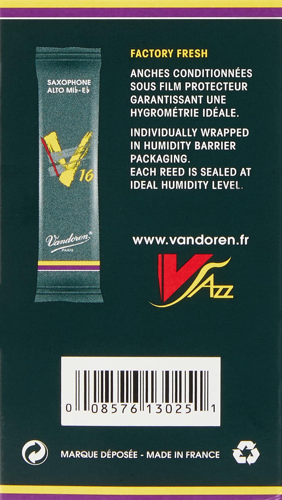 Vandoren Sr702 Alto Sax V16 Reeds Strength 2; Box Of 10