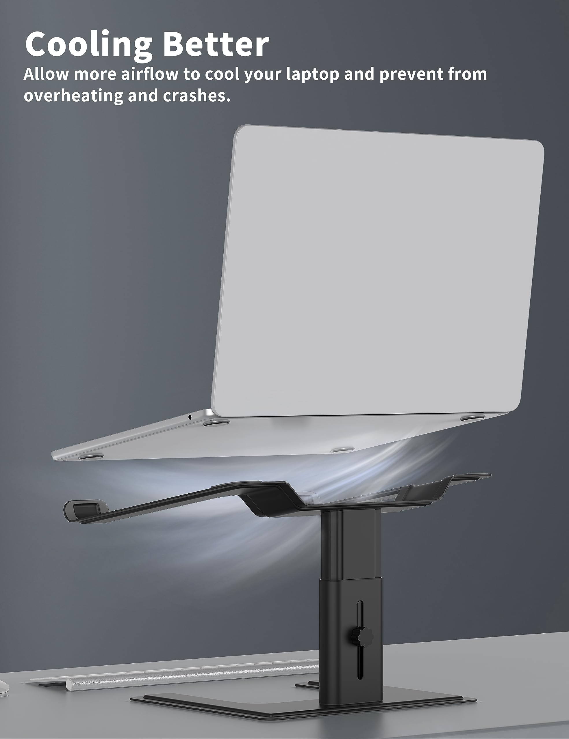 Alashi Laptop Stand For Desk, Computer Stand Adjustable Height, Ergonomic Notebook Laptop Riser, Aluminum Metal Holder Compatibl