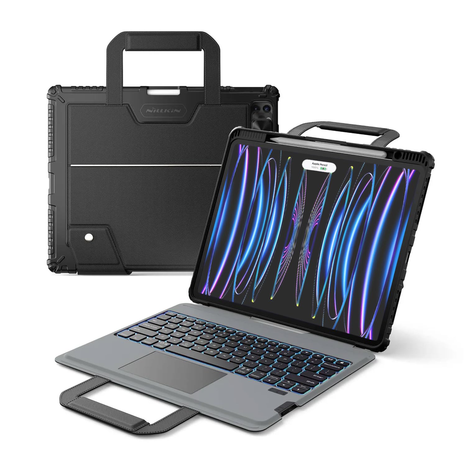 Nillkin Carry Go Keyboard Case For Ipad Pro 12.9 (3Rd/4Th/5Th/6Th Gen) With Handle, Ipad Air 13 Inch(M2) Rugged Case With Detach