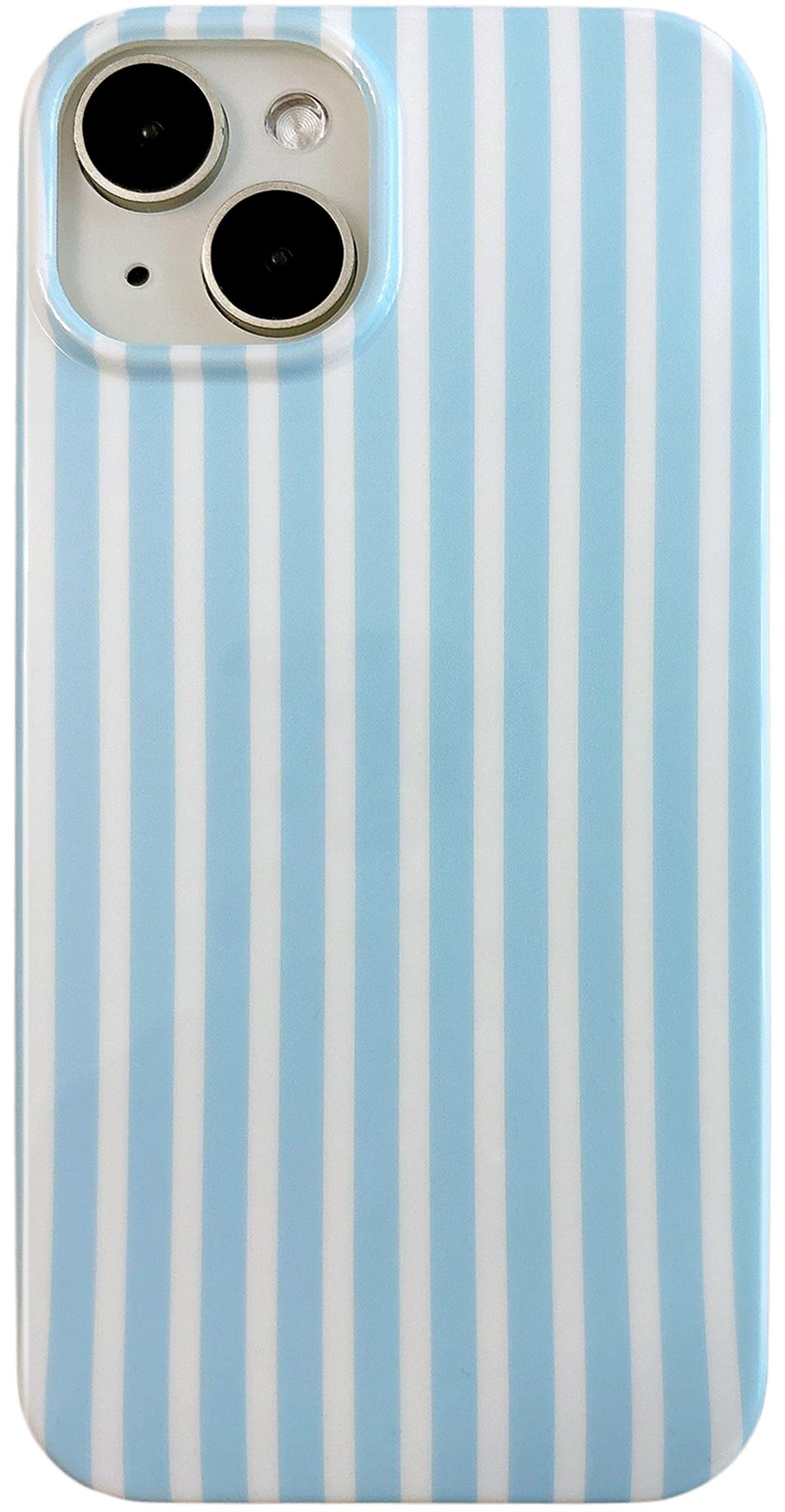 Qokey Compatible for iPhone 15 Case, Cute Stripes Aesthetics Phone Cover, Glossy Soft TPU Slim Lightweight Fashion Shockproof Ca