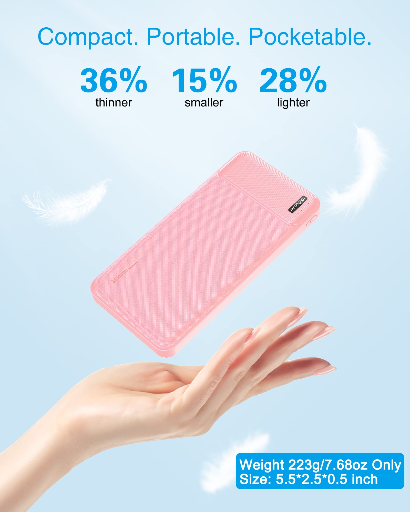 Asperx 2 Pack 10000Mah Usb C Output Portable Charger Power Bank Fast Charging, Portable Battery Bank External Battery Pack For I