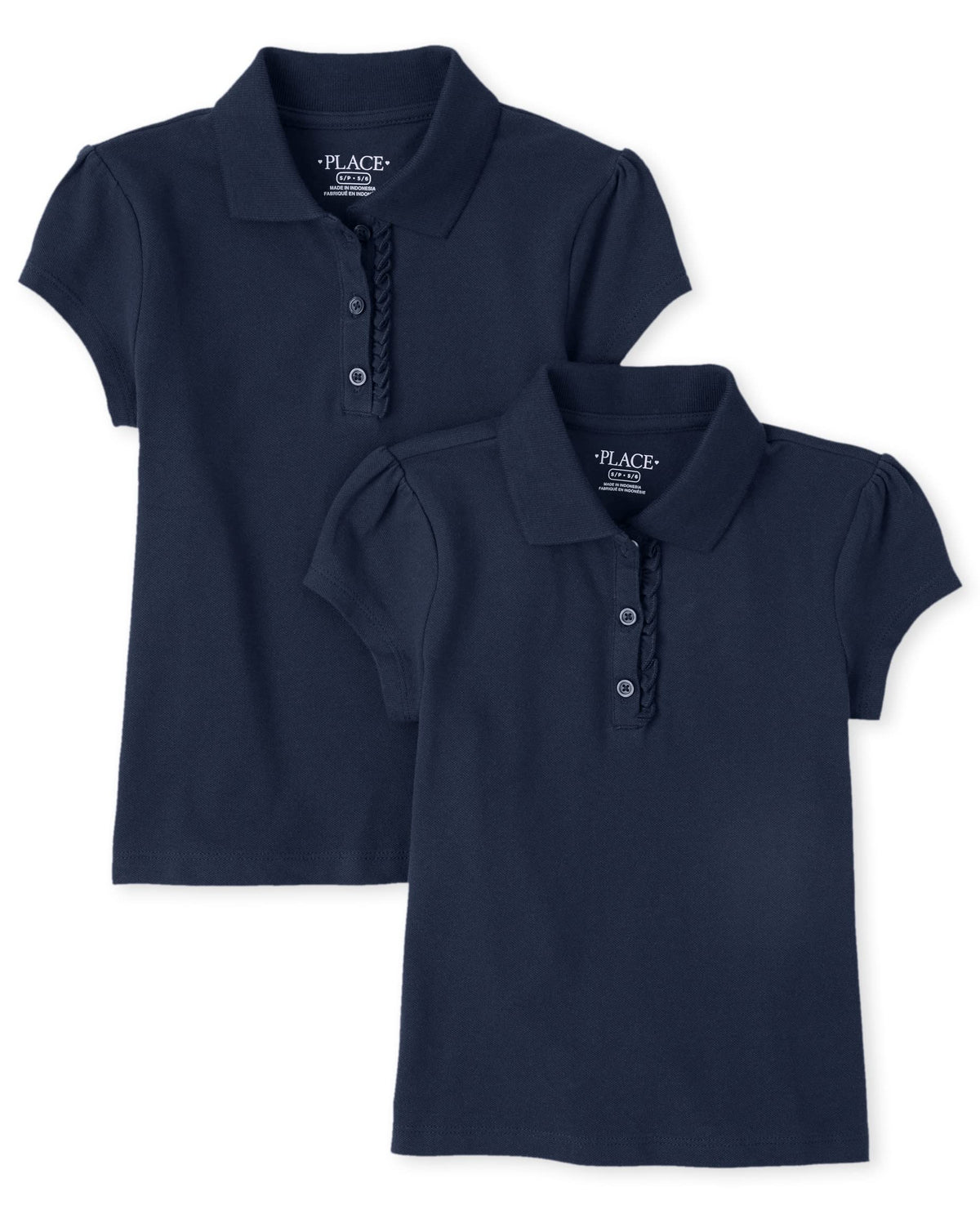 The Childrens Place Girls Short Sleeve Ruffle Pique Polo,Tidal 2 Pack,Xxl(16)