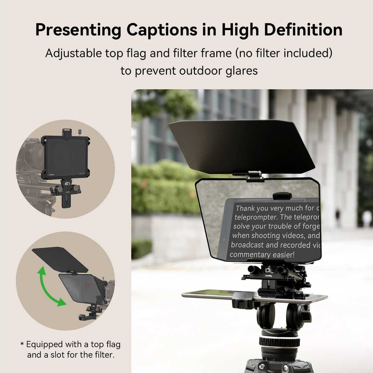 Small Rig Prompter SMALLRIG Teleprompter 3646 w/ 15mm Rods for Tablet ≤11