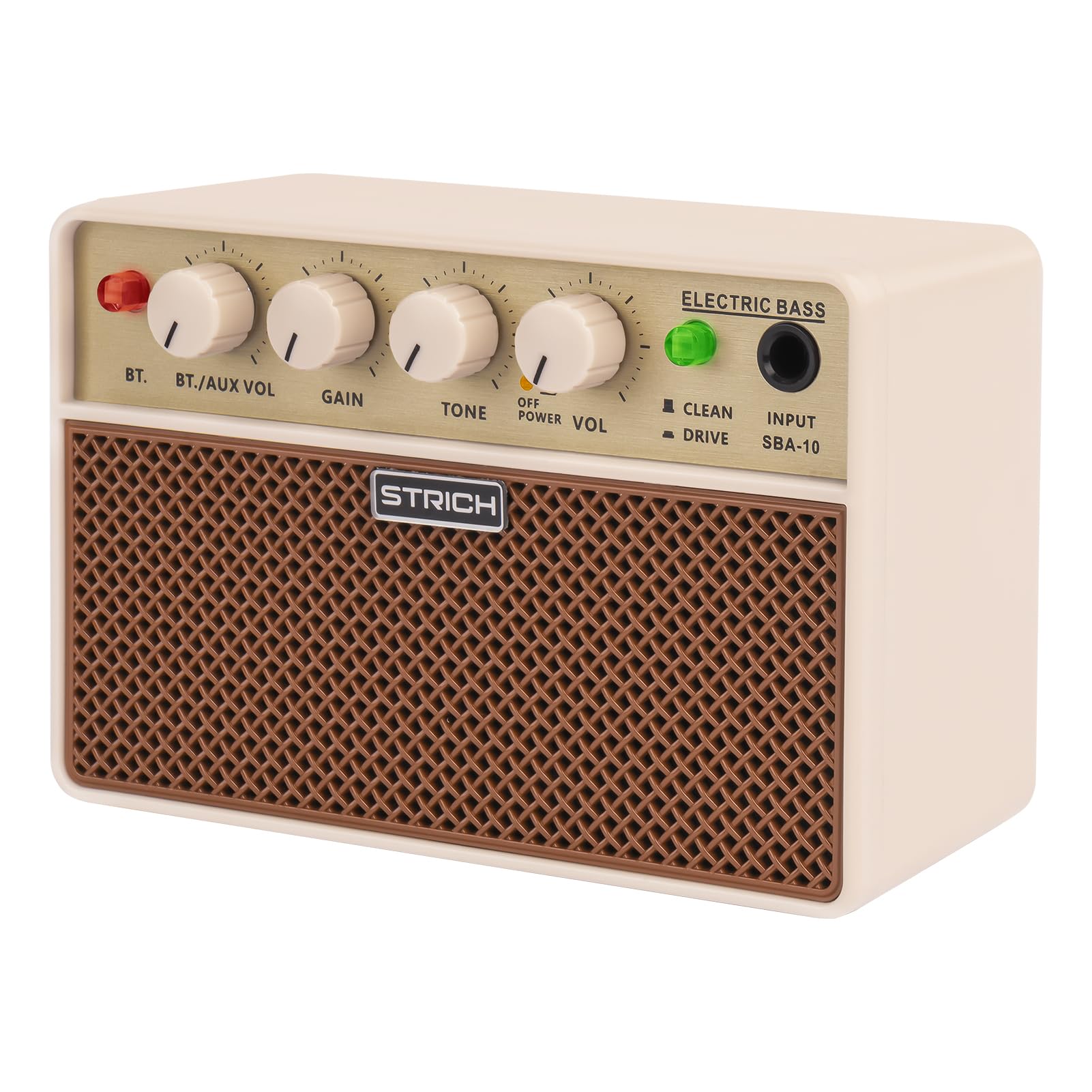 STRICH 2 x 5 W Mini Bass Amp - Portable, Rechargeable Bass Practice Amplifier with Clean & Drive Channels for Bass Beginner