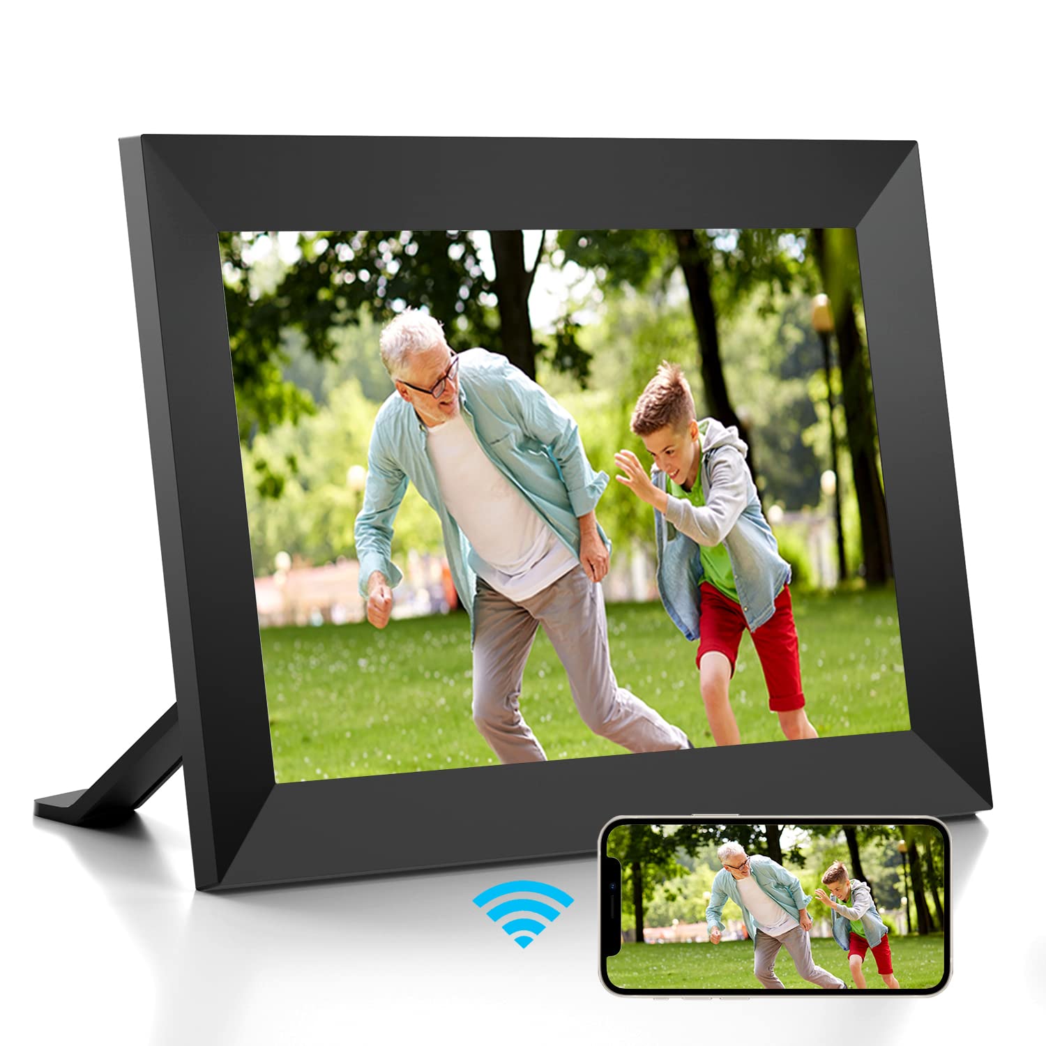 Frameo 10.1 Inch Wifi Digital Photo Frame With Ips Touch Screen Hd Display, Easy To Send Picture And Video Remotely Via App From