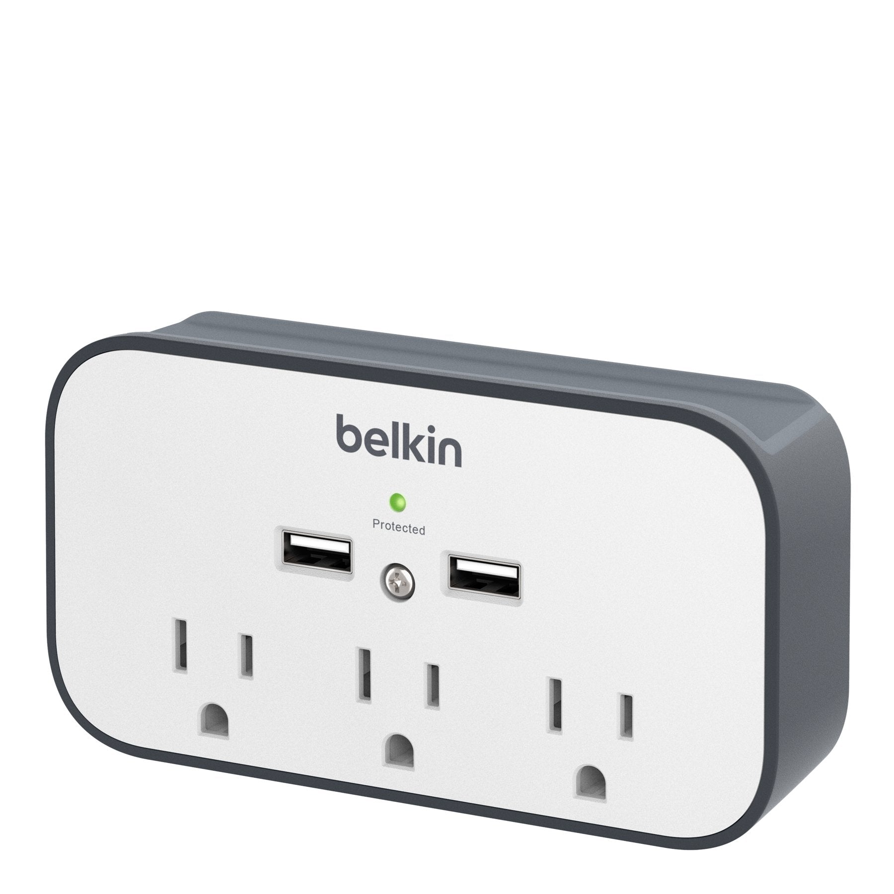 Belkin Wall Surge Protector - 3 Outlet w/ 2 USB Ports Mount with Premium Protection Against Surges Safe Charge for Mobile Device