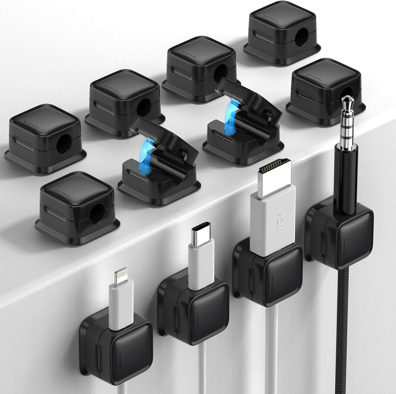 Steshwk Adjustable Cord Holder For Under Desk Cable Management Organizer For Kitchen Appliances Car Wall Office Desk Phone Wire