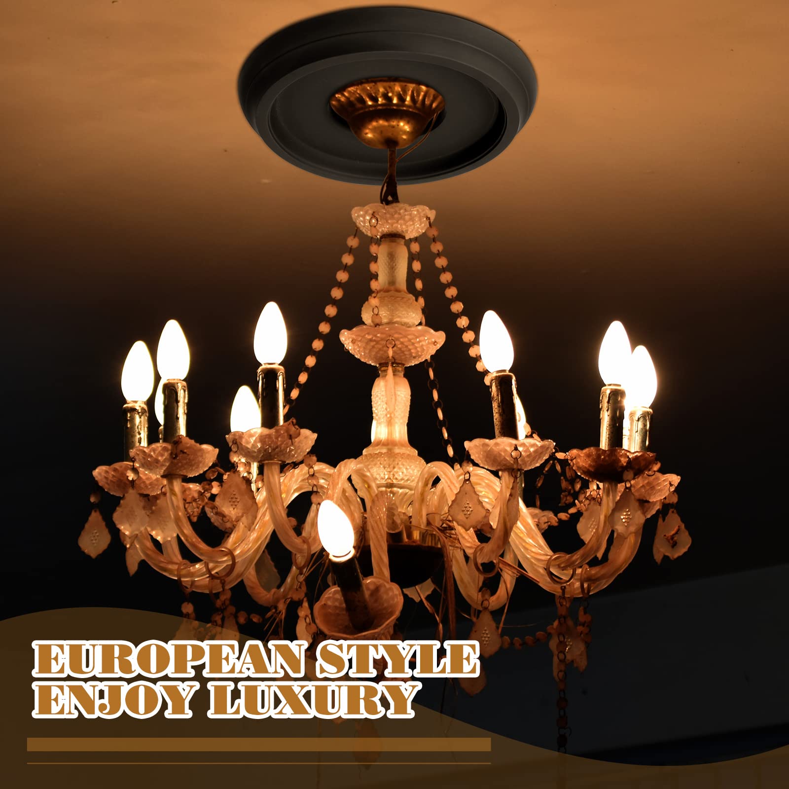 2 Pack Black Ceiling Medallion For Light Fixtures And Ceiling Fans Chandeliers 10 Od X 3.5 Id(Classic)