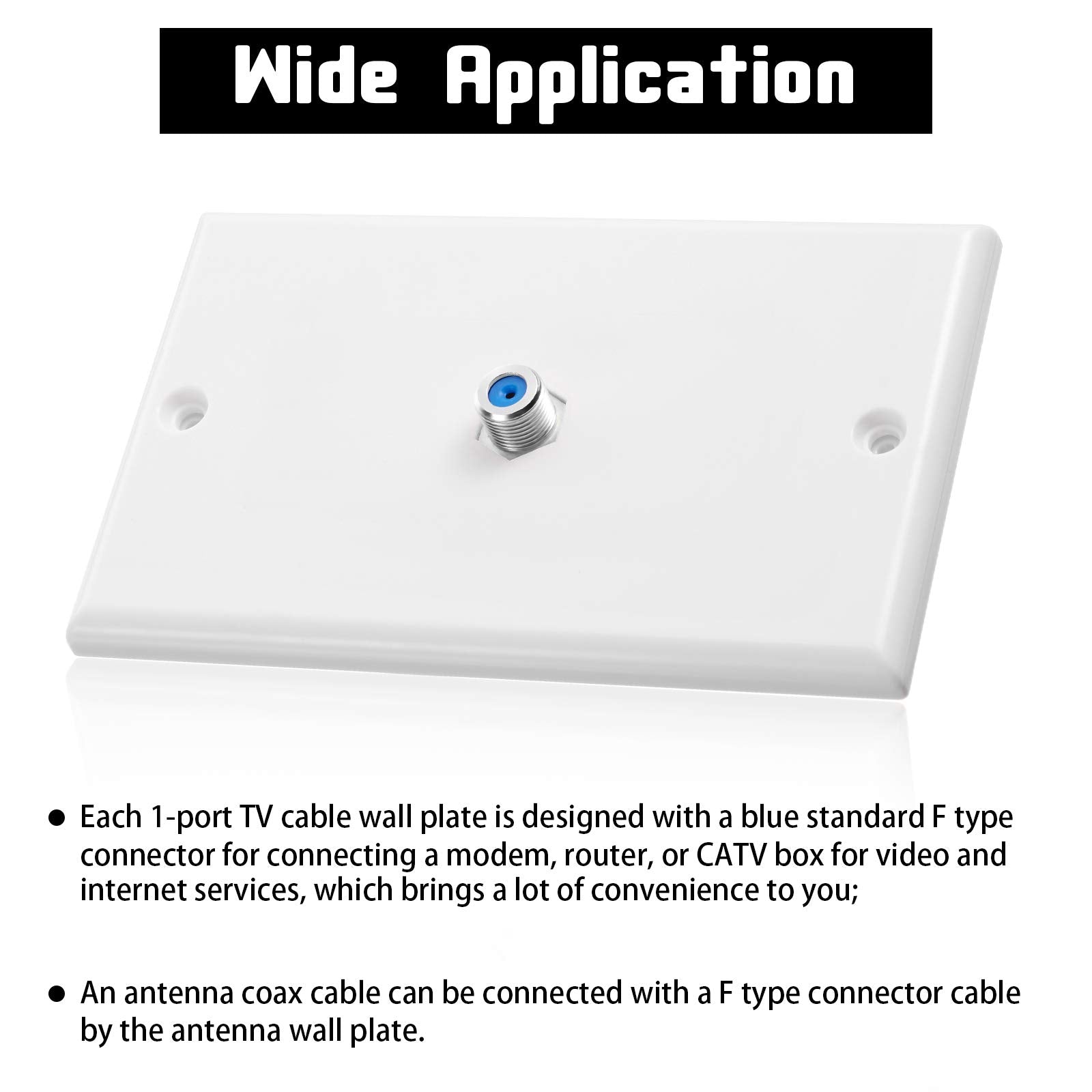 1 Port Tv Cable Wall Plate F Connector Wall Plate Coax Wall Plate Video Wall Jack Single Gang Wall Plates (Blue, 16 Pcs)