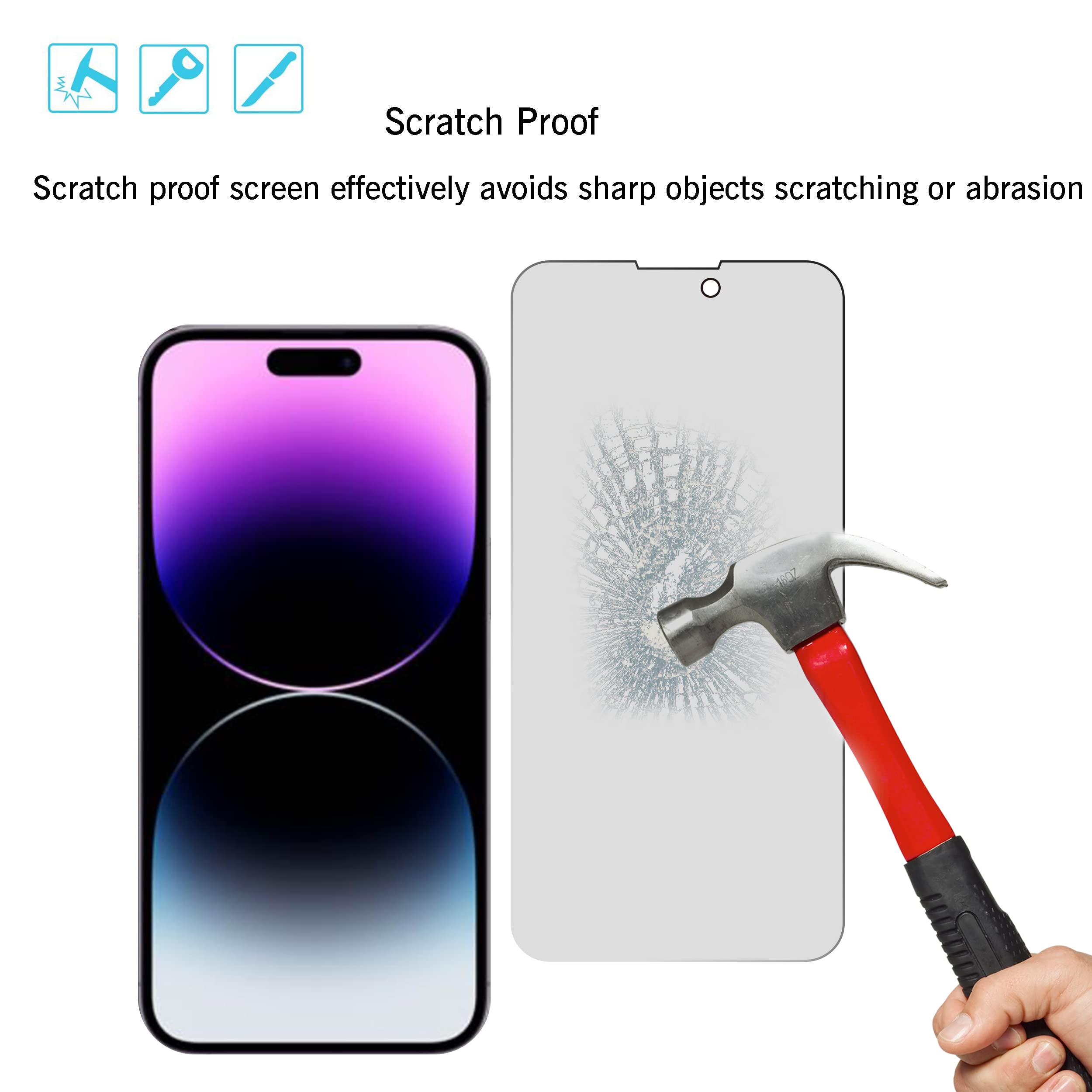 Ailun 2Pack Privacy Screen Protector Compatible For Iphone 14 Pro Max[6.7 Inch] + 2 Pack Camera Lens Protector, Anti Spy Private