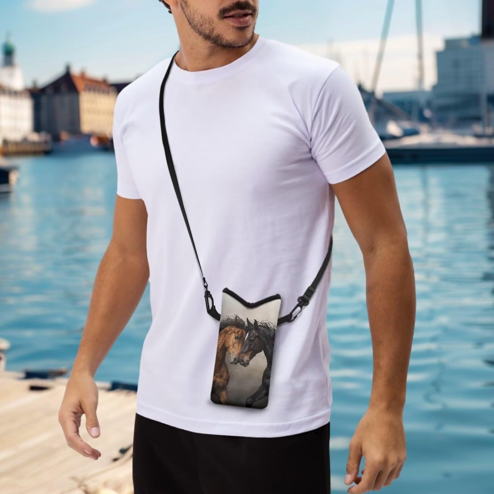 Txsniver Neoprene Cellphone Sleeve Pouch Waterproof Phone Bag With Adjustable Crossbody Strap Shockproof Phone Purse, Hook And L