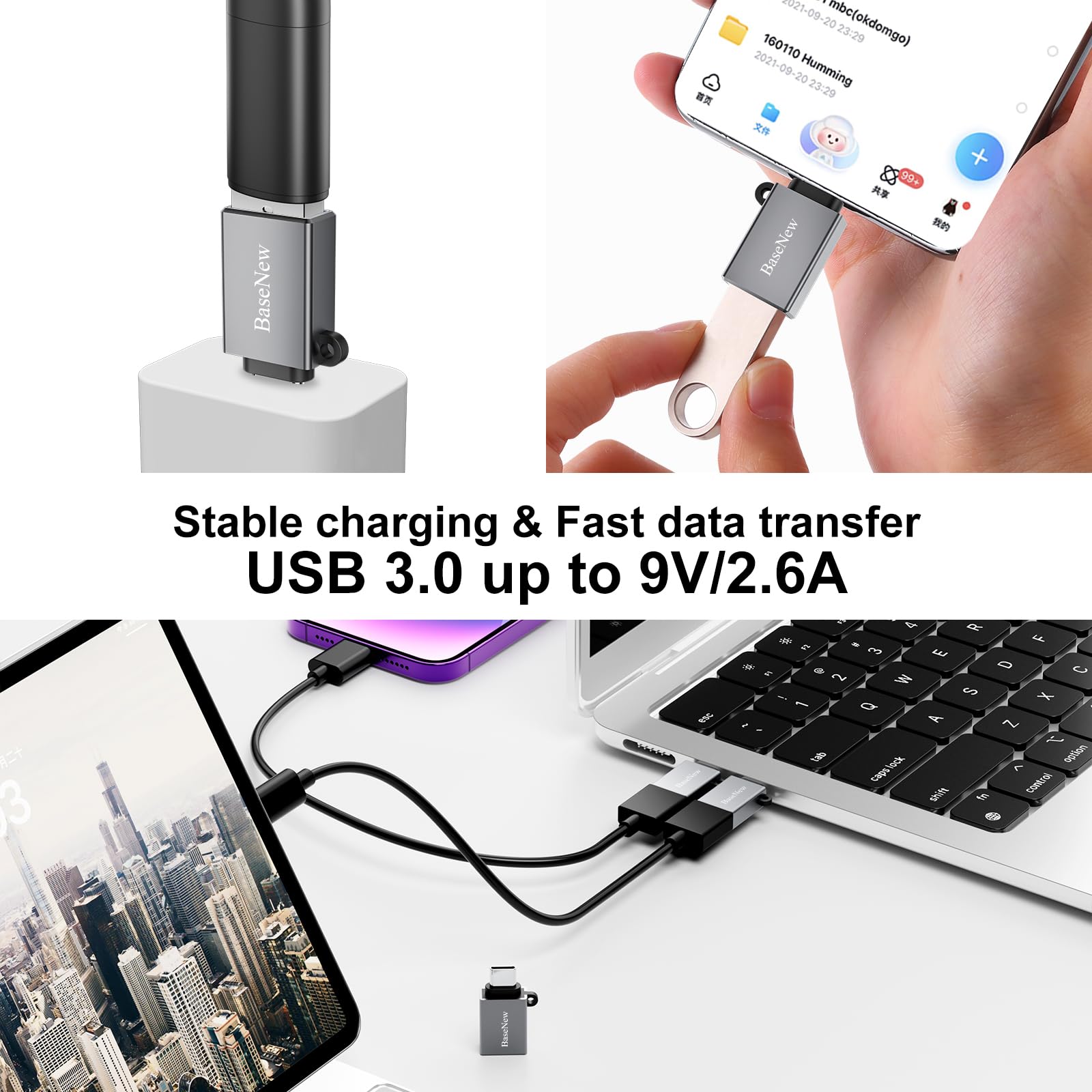 Basenew Usb C To Usb Adapter 6 Pack,Usb To Usb C Adapter,Usb C To Usb A Adapter,Usb C Adapters,C To Usb Adapter For Macbook Pro/