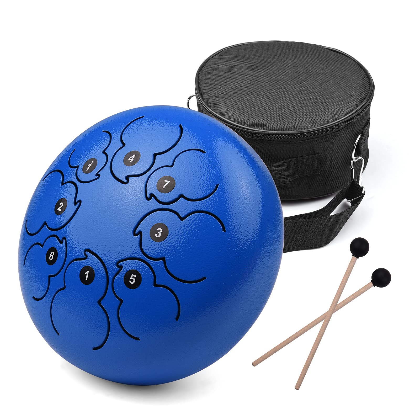 Belity 8inch 8Tone Steel Tongue Drum F Key Percussion Instrument Hand Pan Drum with Drum Mallets Carry Bag Music Book