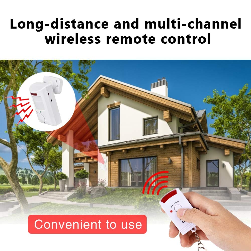 Alarm System, Home Security Driveway Alarm, Pir Motion Sensor Alarm Detector, 105Db Infrared Wall Alert System Kit For Home Security