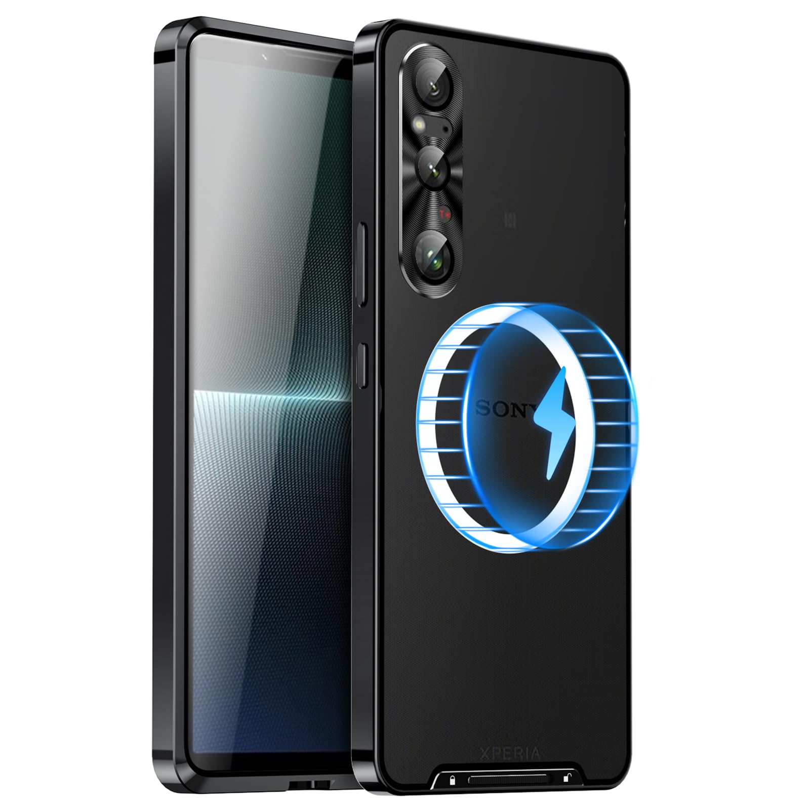 Metal Case For Sony Xperia 1 V (2023), Military Grade Metal Bumper Shockproof Translucent Cover Matte Pc Back Cover With Magneti