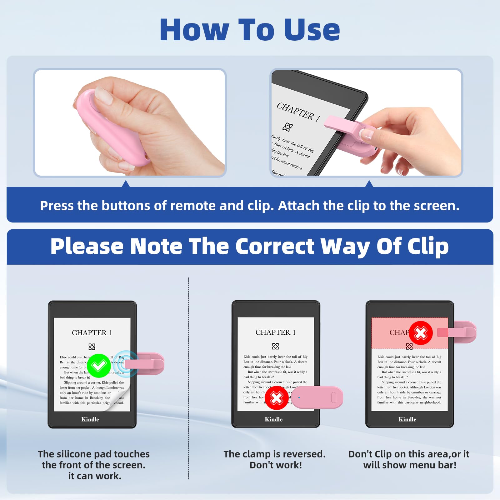 Page Turner For Kindle Paperwhite Oasis Remote Control Clicker For Kindle App For Ipad Kindle Accessories (Pink)