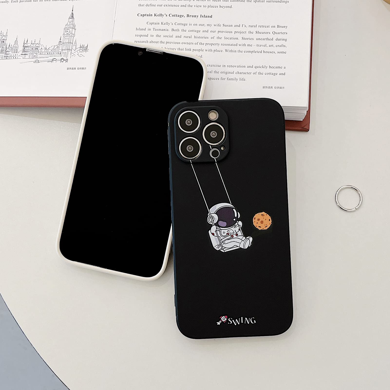 Yonds Queen For Iphone 13 Pro Cute Case, Cool Cartoon Swing Astronaut Planet Moon Design Stylish Soft Tpu Bumper Shockproof Anti