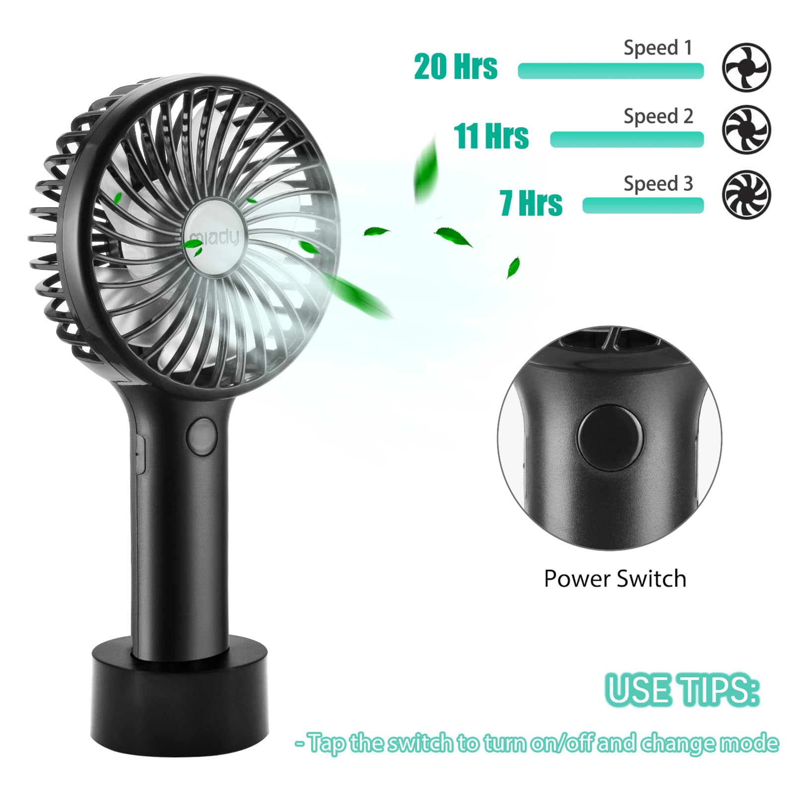 2 Pack Upgraded 5000Mah Portable Handheld Fan 3 Speed Mini Usb Strong Wind 7 20 Hours Runtime Personal Electric For Travel Office Outdoor