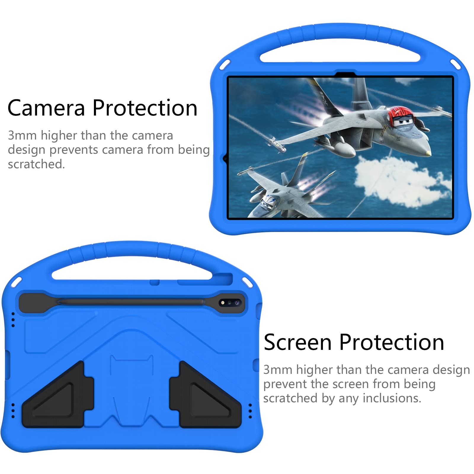 Dteck Case For Samsung Galaxy Tab S10+/S9+/S7/S8+, Kids Friendly Lightweight Eva Shockproof Handle Stand Protective Case, Blue