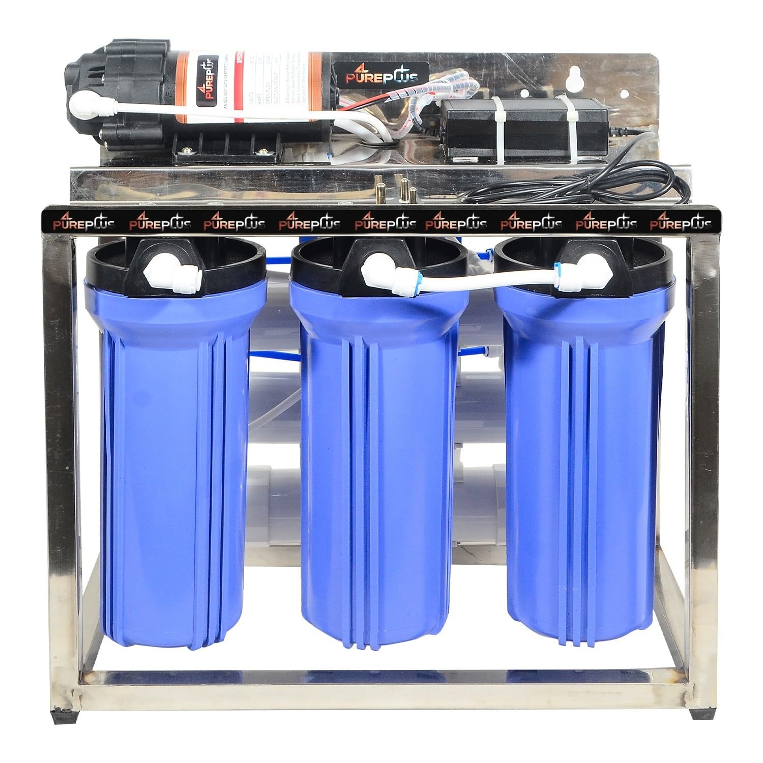 Pureplus 25 Lph Commercial Ro Water Purifier 25 Liter Per Hour Blue Stainless Steel Body Full Automatic With Tds Adjuster