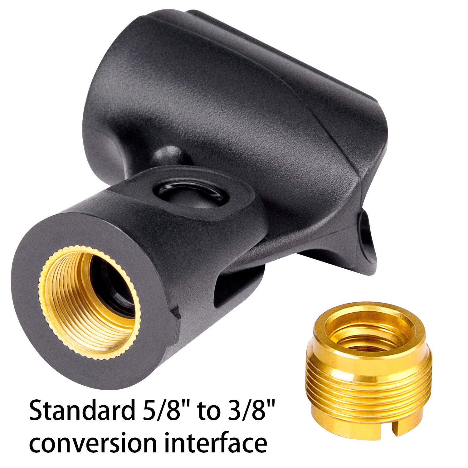 Universal Microphone Clip Holder With Nut Adapters 5/8' To 3/8',Black,5 Pack