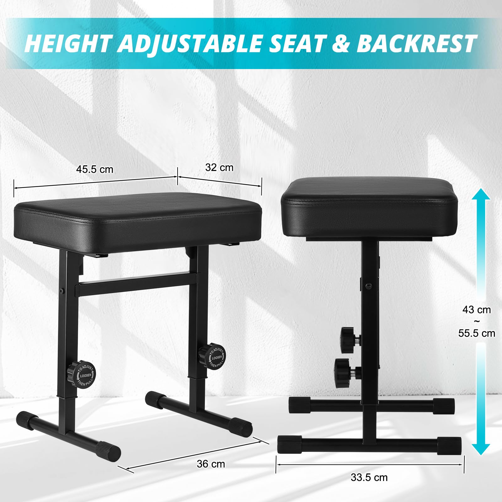 Tentoten Adjustable Height Piano Bench, Comfortable Piano Stool With Padded Seat For Keyboard & Musicians