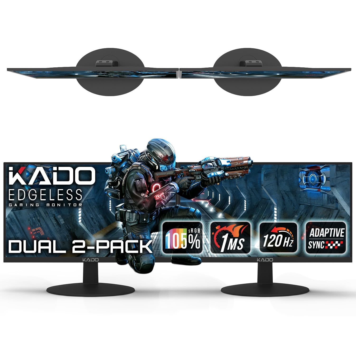 Kado Dual Monitor 2-Pack 22 1920x1080 120Hz 105% sRGB FHD Computer Monitor