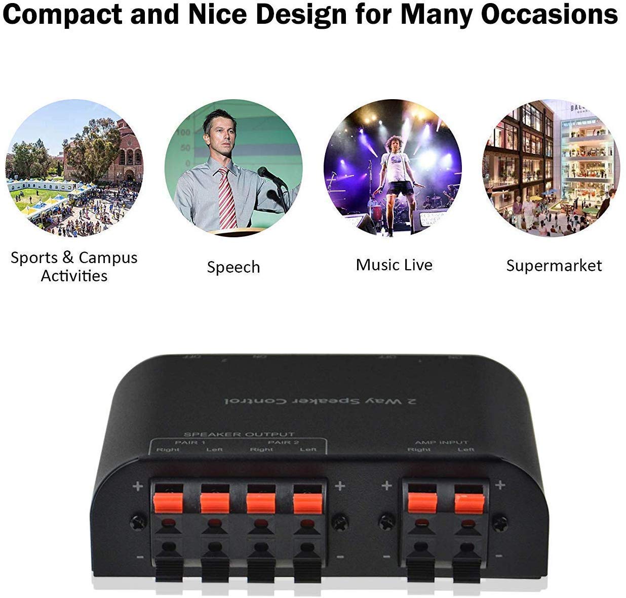 A Adwits 2 Channel Speaker Switcher Selector Box With Terminal Claps 150W Rms Per Channel, Black