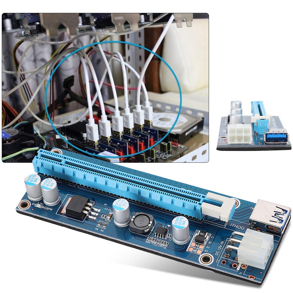 Richer-R Mini PCI-E to PCI Express 16x Extender Riser Adapter with SATA Power Cord 0.6M