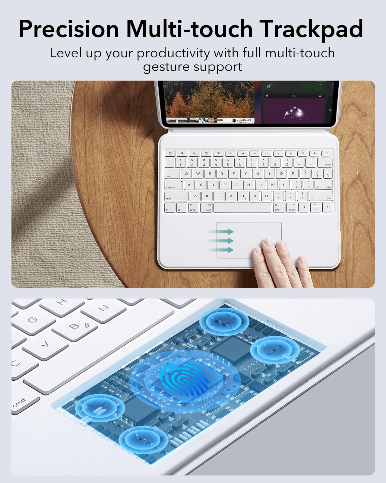 Esr Ascend For Ipad Air 13 Inch 2024, Keyboard Case With Trackpad, Magnetic Detachable Keyboard With Backlit Keys, Fully Adjusta