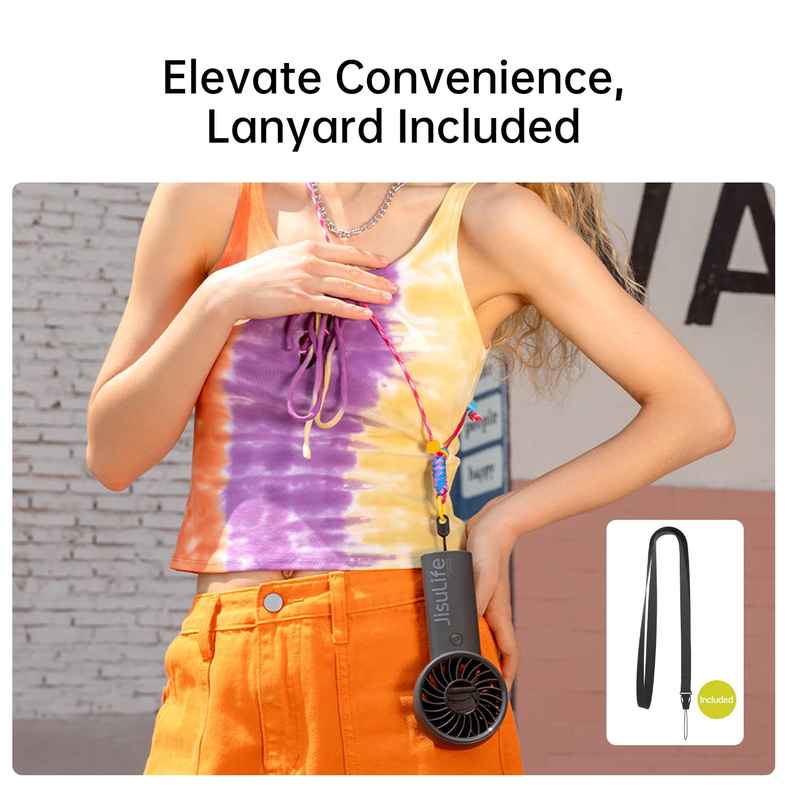 Jisulife Handheld Fan Life4 With Powerful Motor,Led Display,3600Mah Battery,5 Wind Speeds,Lanyard; Usb Rechargeable Hand Held Fa