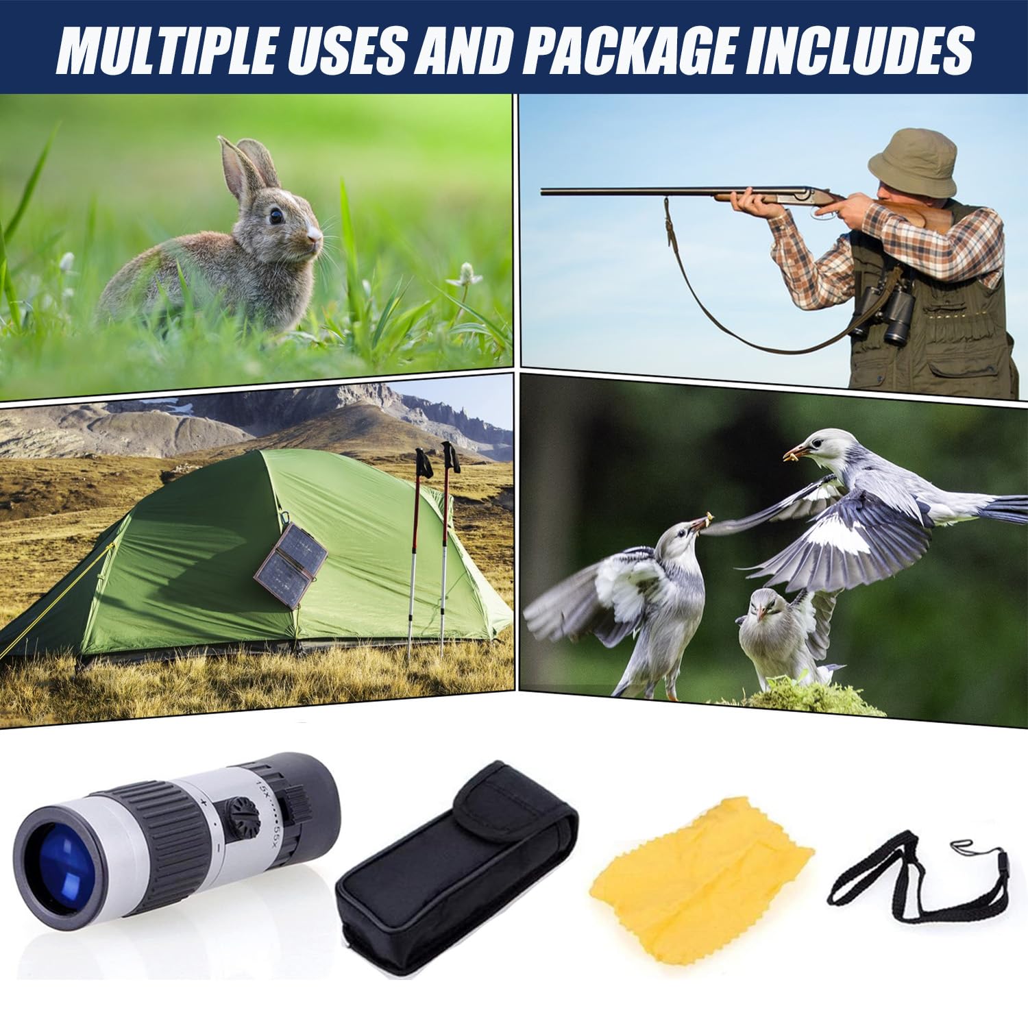 Rongon 15 55X21 Monocular Telescope Compact Binoculars Monocular For Adults High Powered For Stargazing Hunting Wildlife Bird Wa