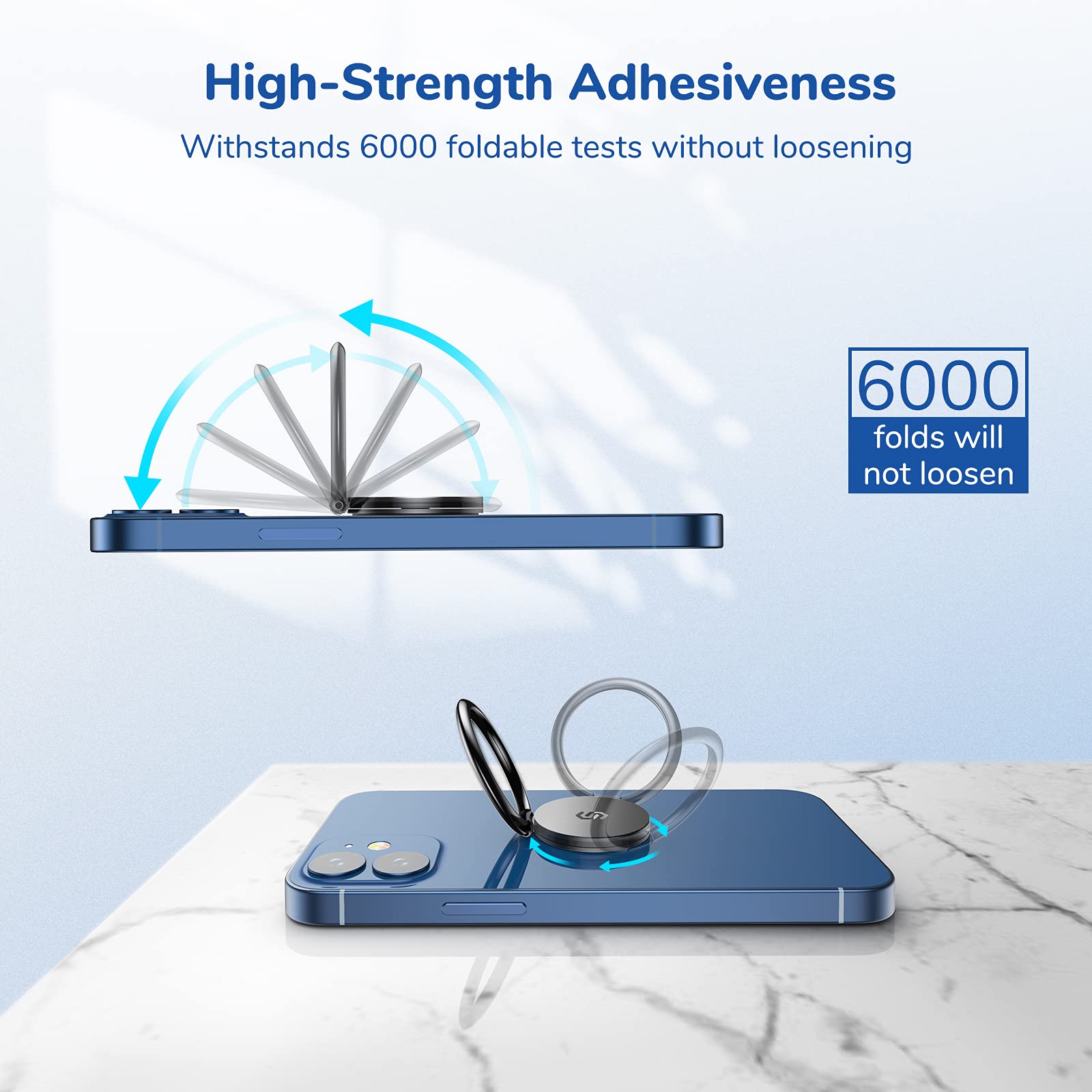 Syncwire Cell Phone Ring Holder Stand, 360 Degree Rotation Universal Finger Ring Kickstand With Polished Metal Phone Grip For Ma