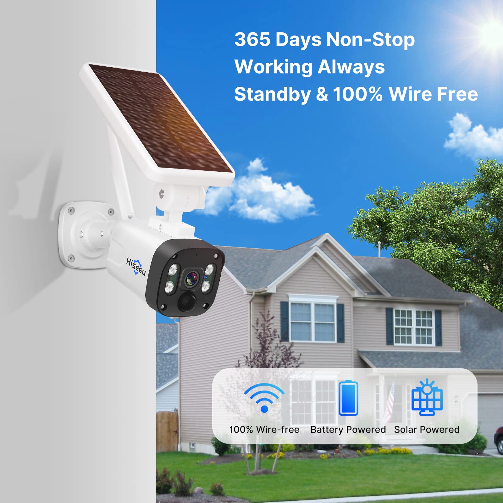 [1Tb Hdd,4Mp Spotlight] Hiseeu Solar Wireless Security Camera System,10Ch Hd 4K Nvr,Night Vision, 2 Way Audio, Pir Motion Detection,Motion Record, Outdoor Home Surveillance