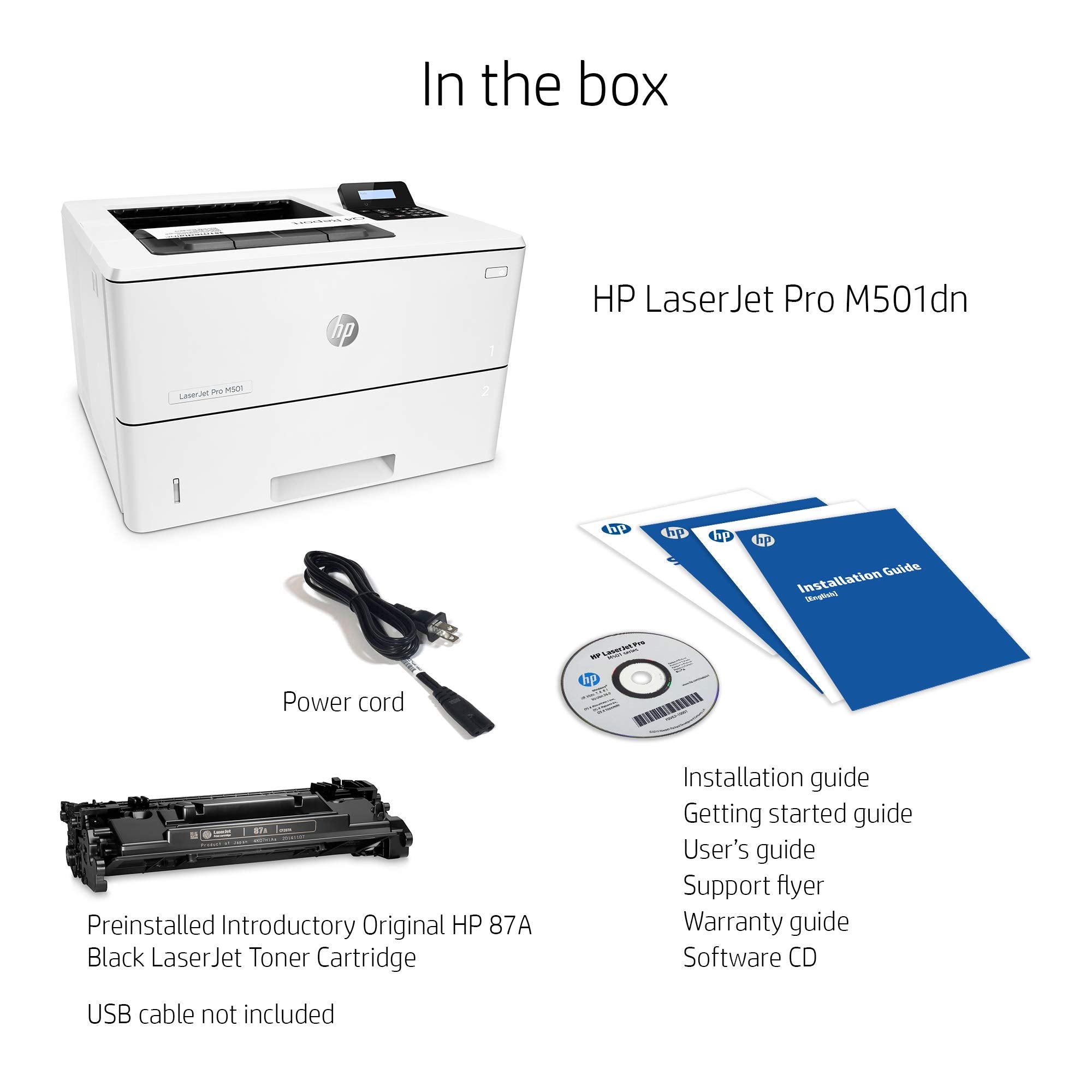 Hp Laserjet Pro M501Dn Monochrome Printer With Built In Ethernet & 2 Sided Printing (J8H61A)